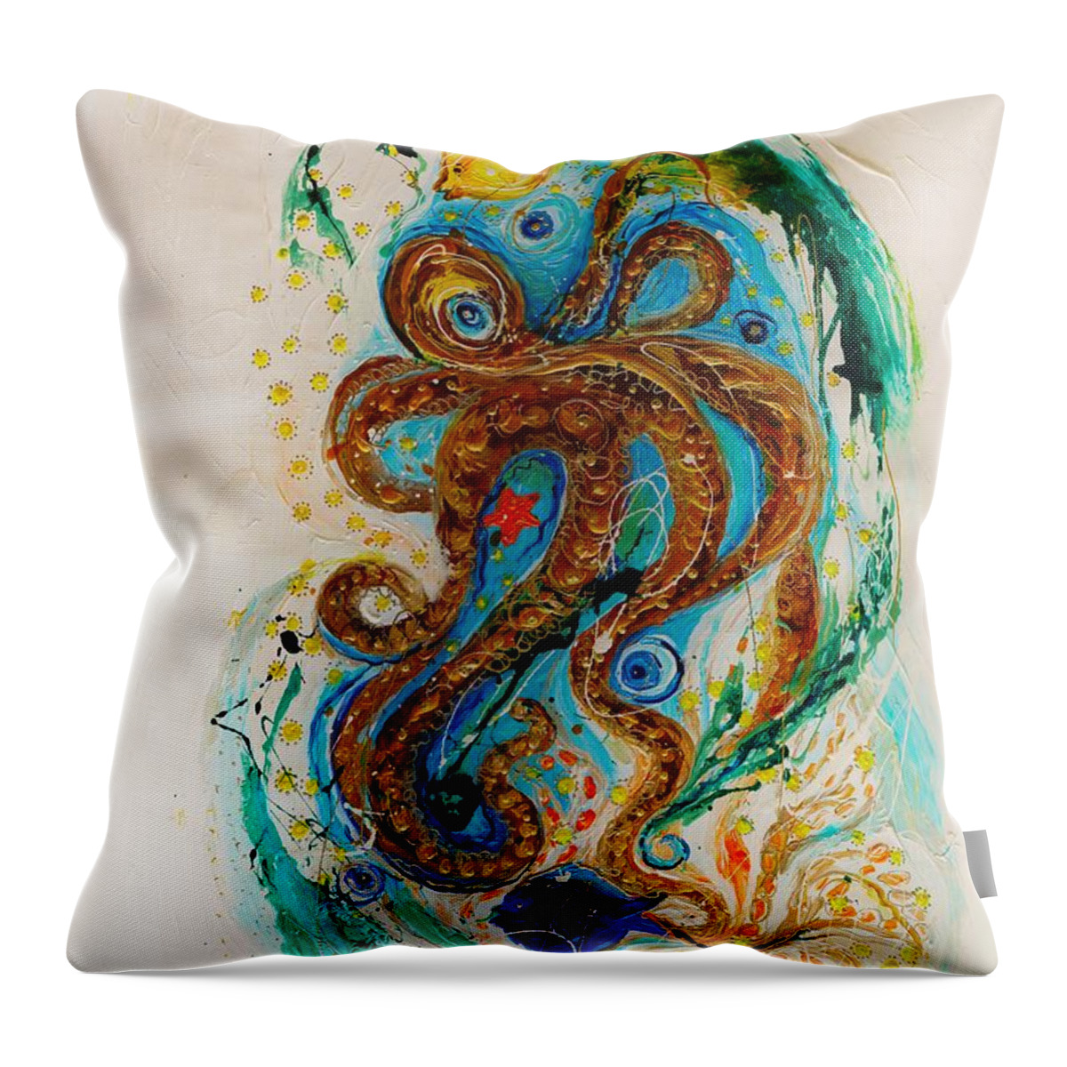 Sea Life Throw Pillow featuring the painting Mare nostrum series #10 by Elena Kotliarker