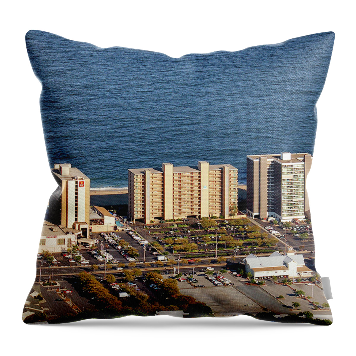 Marigot Beach Condominium Throw Pillow featuring the photograph Marigot Beach Condominium Ocean City MD by Bill Swartwout