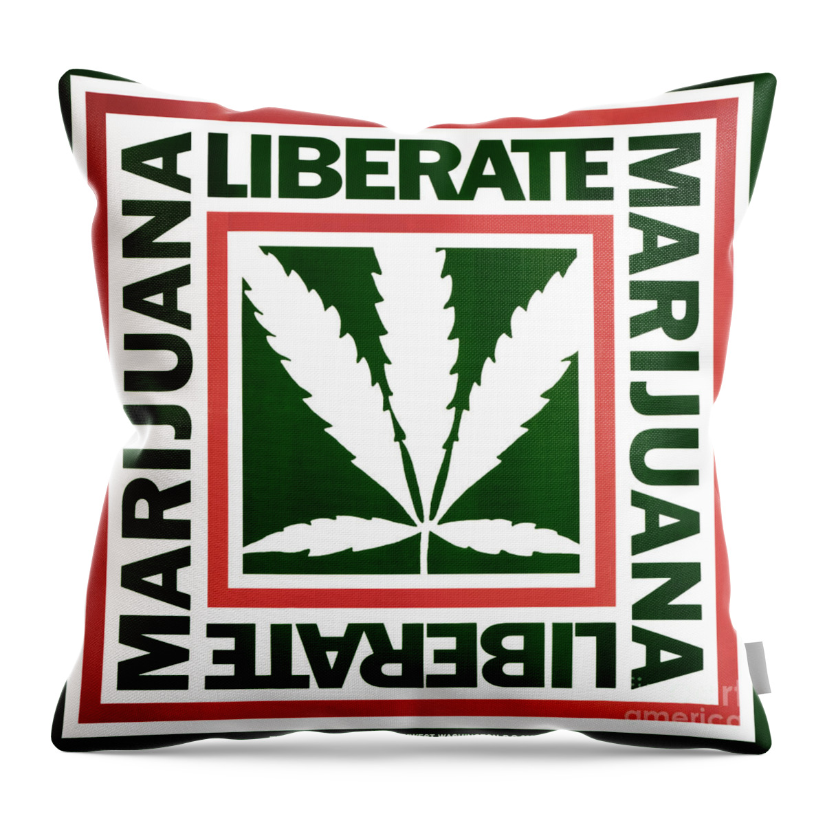 1975 Throw Pillow featuring the drawing MARIJUANA POSTER, c1975 by Granger