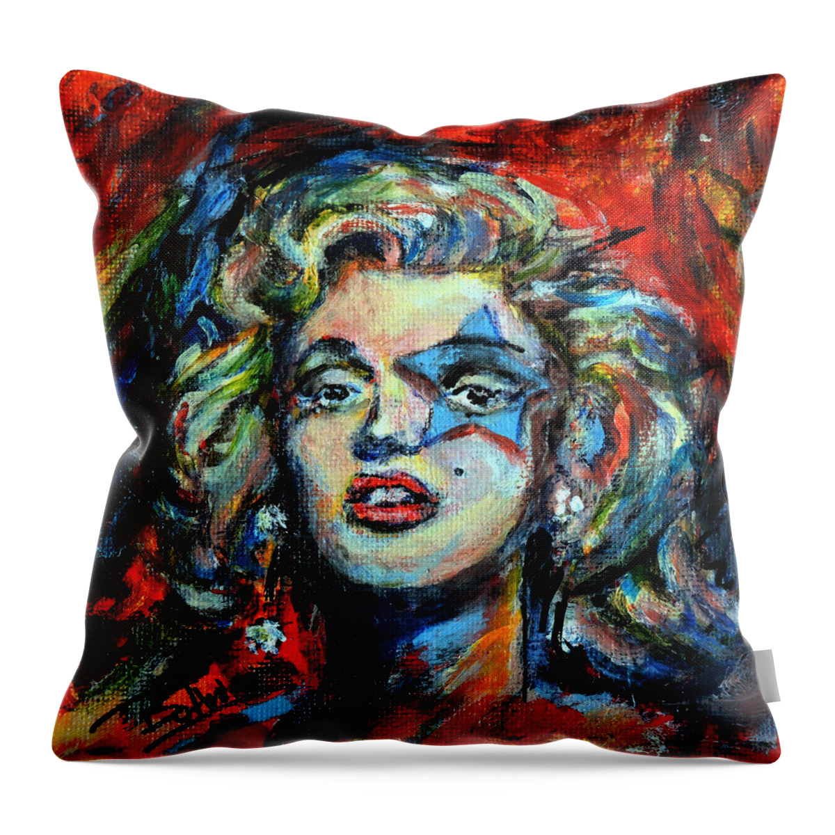 Actress Marilyn Monroe Throw Pillow featuring the painting Marilyn Monroe, A Star by John Bohn