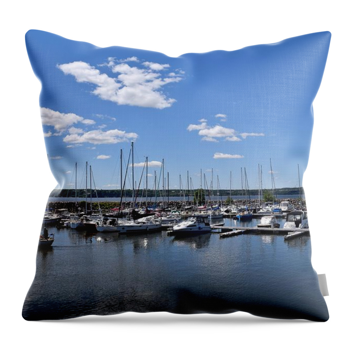 Boat Throw Pillow featuring the photograph Marina Ile D'Orleans Photo 111 by Lucie Dumas