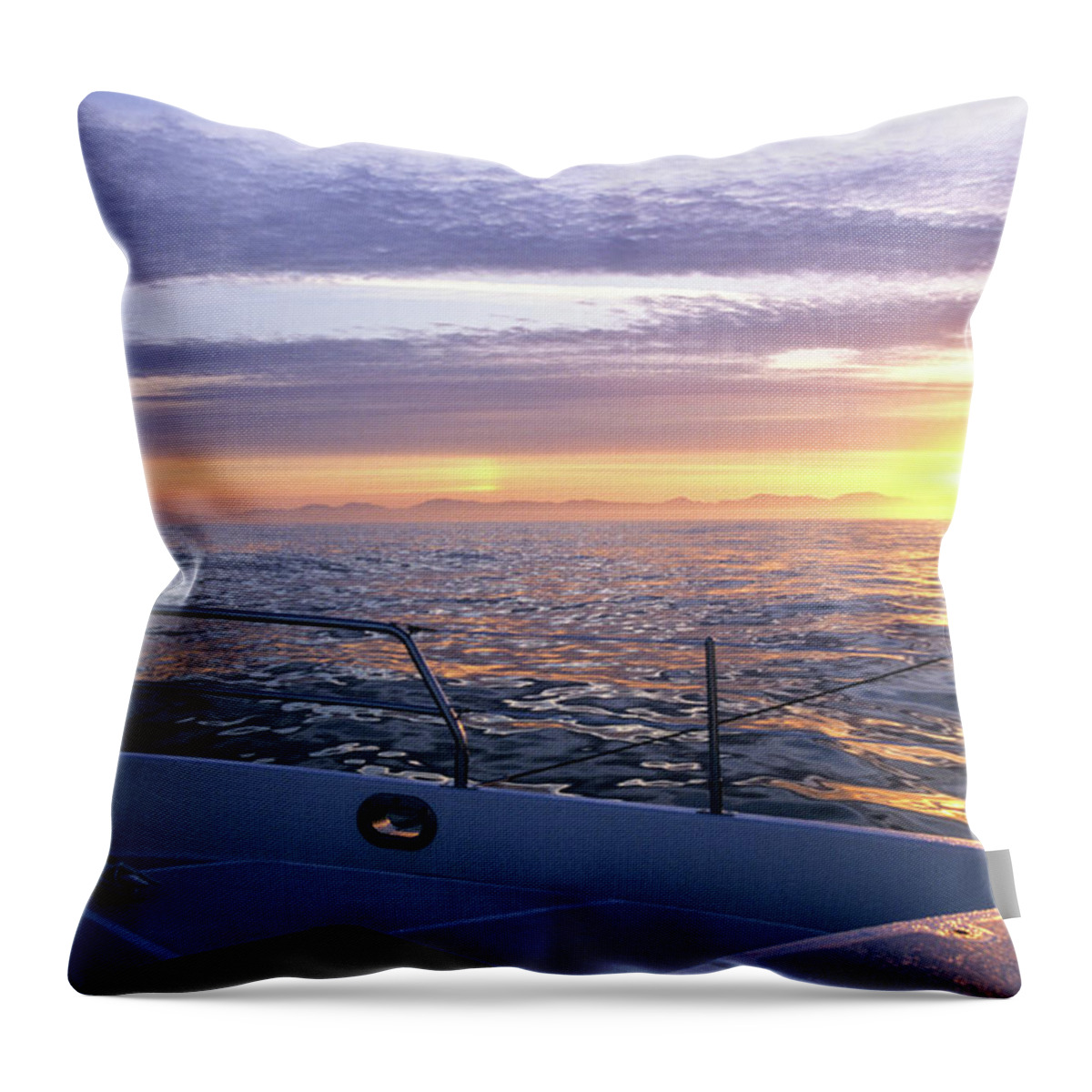 Marine Weather Throw Pillow featuring the photograph sunrise off Washington coast by David Shuler