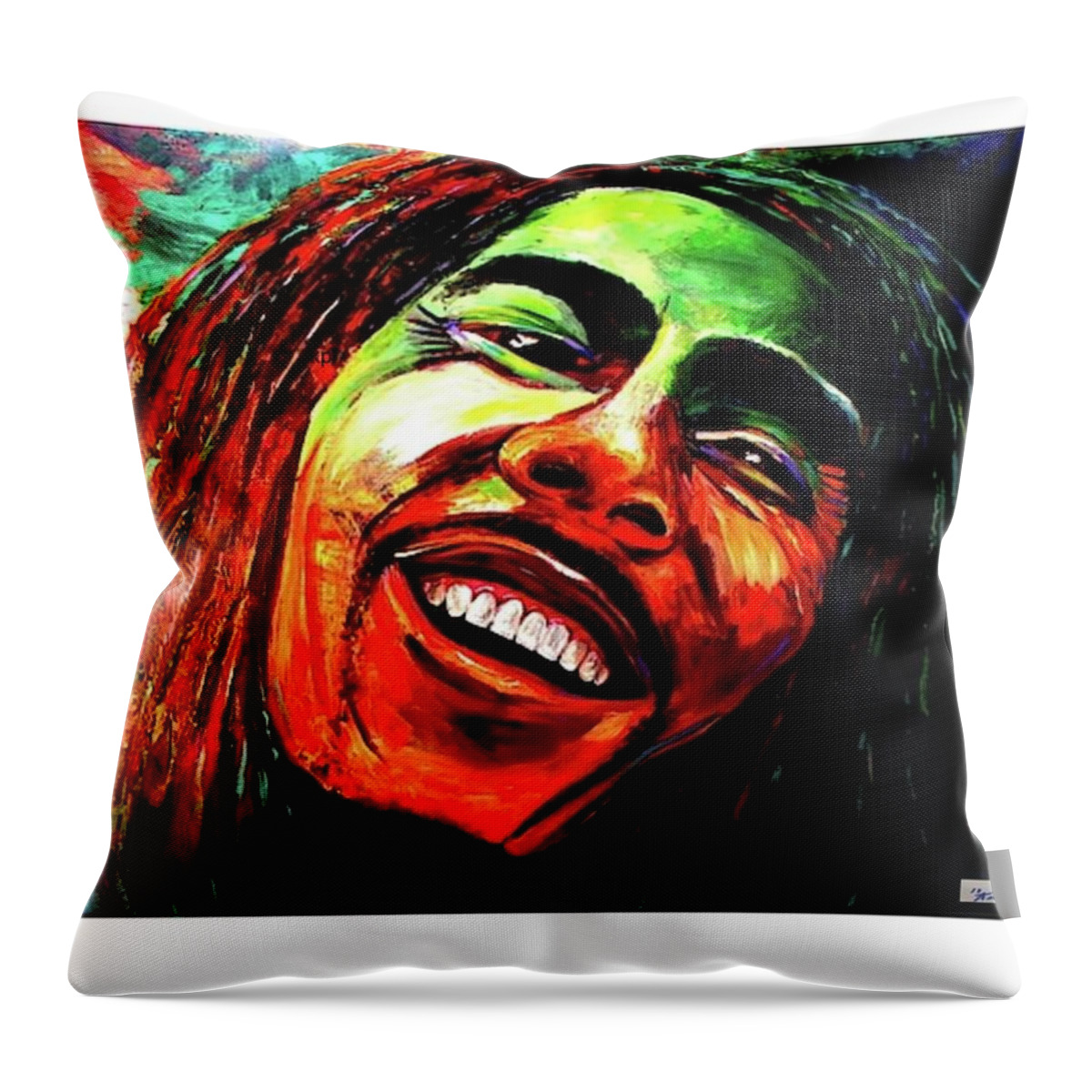 Marley Wild Singer Swinger Throw Pillow featuring the painting Marley by Ken Pridgeon