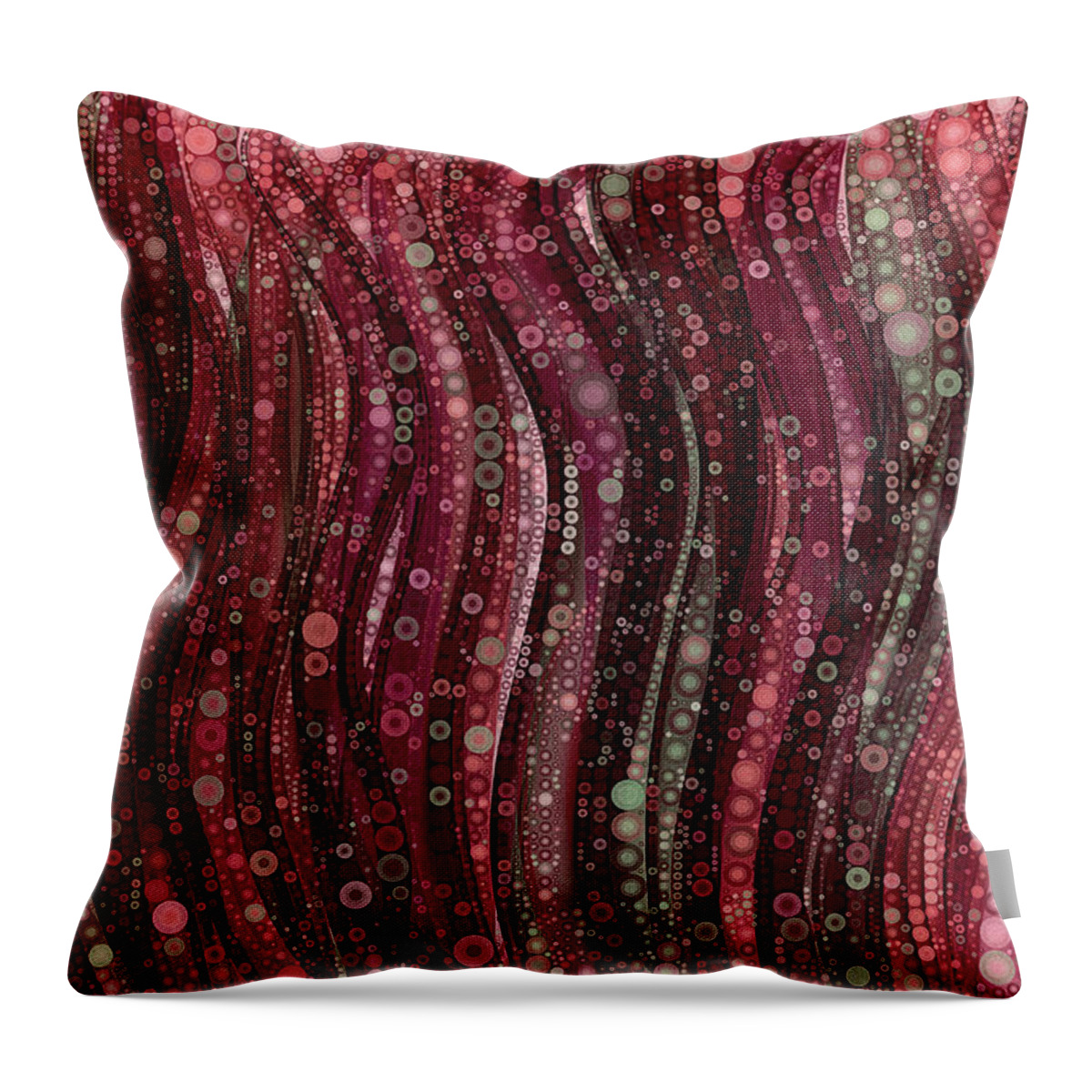 Red Abstracts Throw Pillow featuring the digital art Maroon and Burgundy Red Abstract Art by Peggy Collins