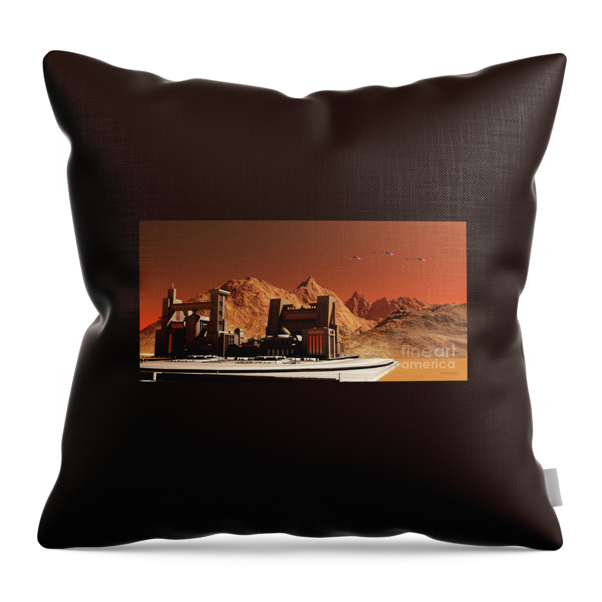 Mars Throw Pillow featuring the digital art Mars Landscape by Corey Ford