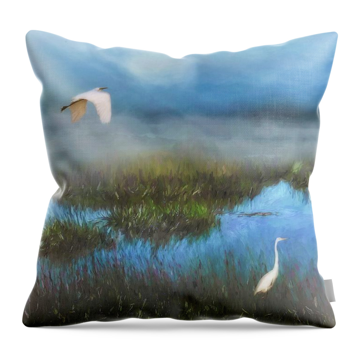 Swamp Throw Pillow featuring the photograph Marsh Mist Cumberland Island, Georgia by Marjorie Whitley