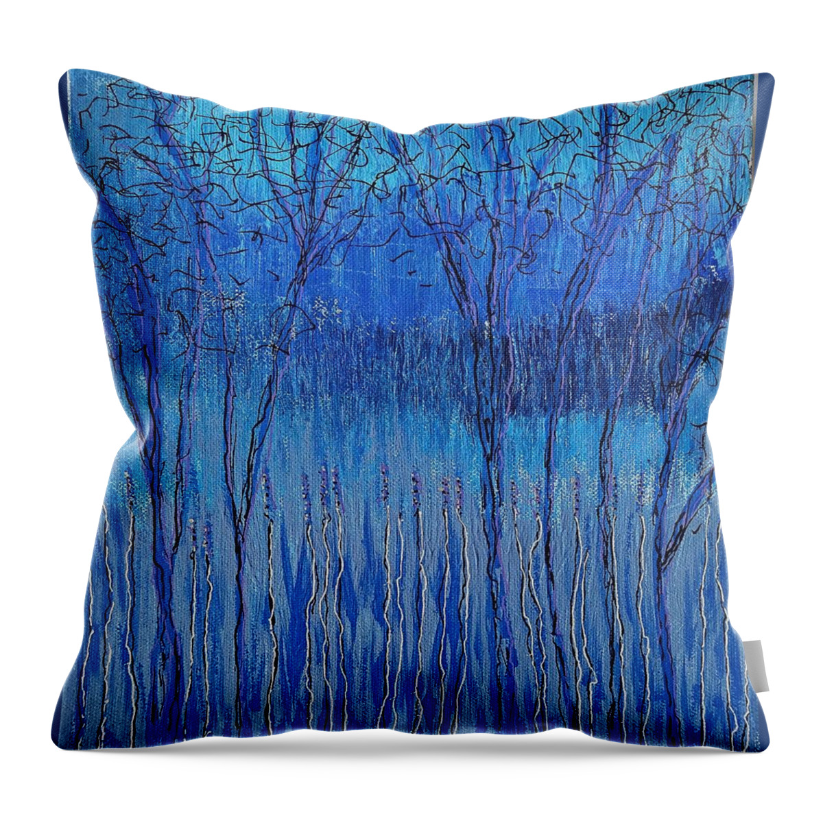 Nature Throw Pillow featuring the painting Marsh Twilight by Pam O'Mara
