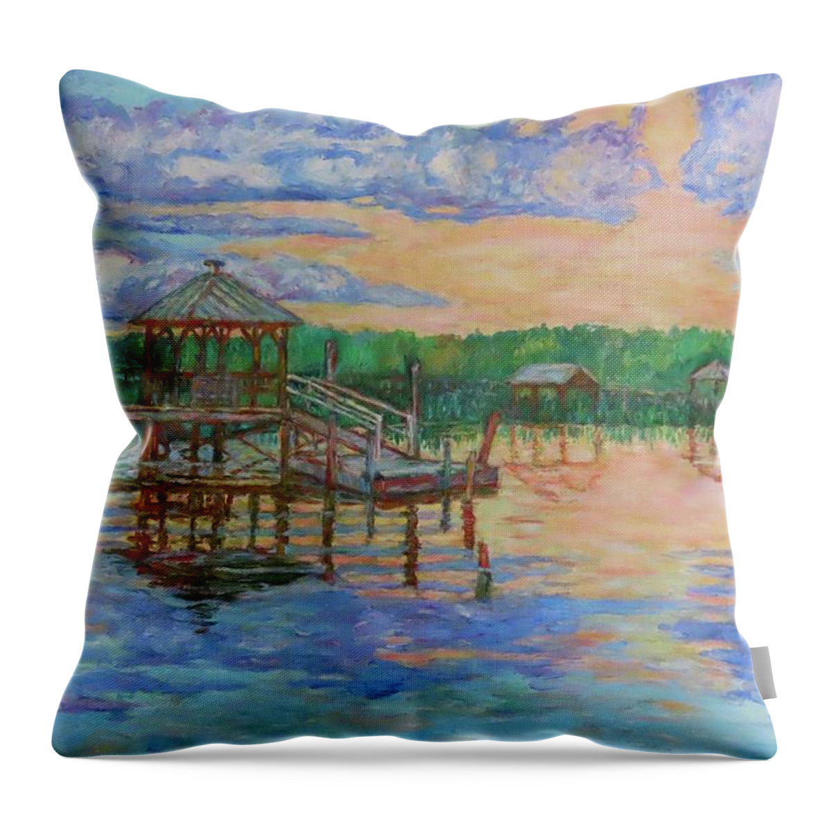 Landscape Throw Pillow featuring the painting Marsh View at Pawleys Island by Kendall Kessler