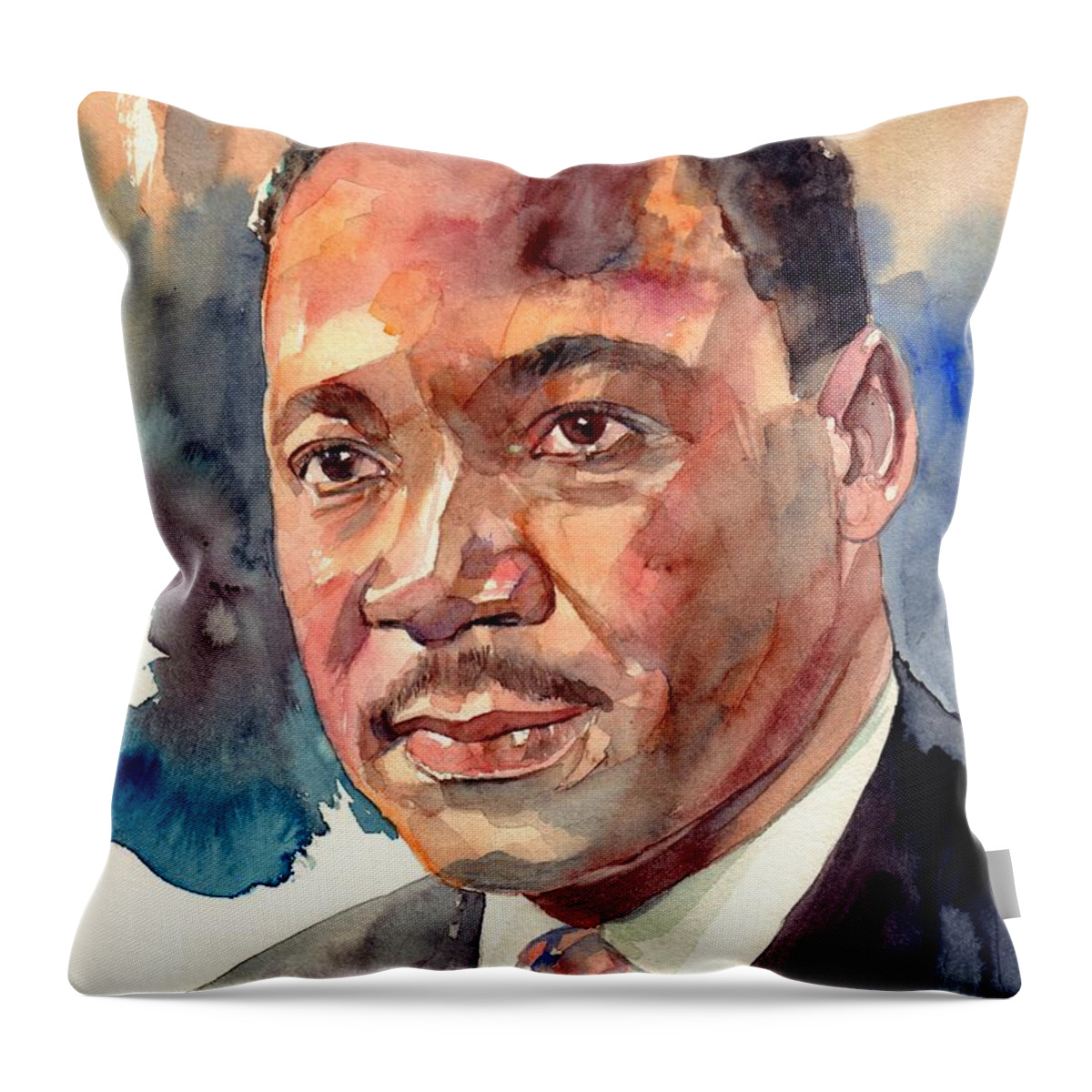 Martin Luther King Jr Throw Pillow featuring the painting Martin Luther King Jr. Portrait by Suzann Sines