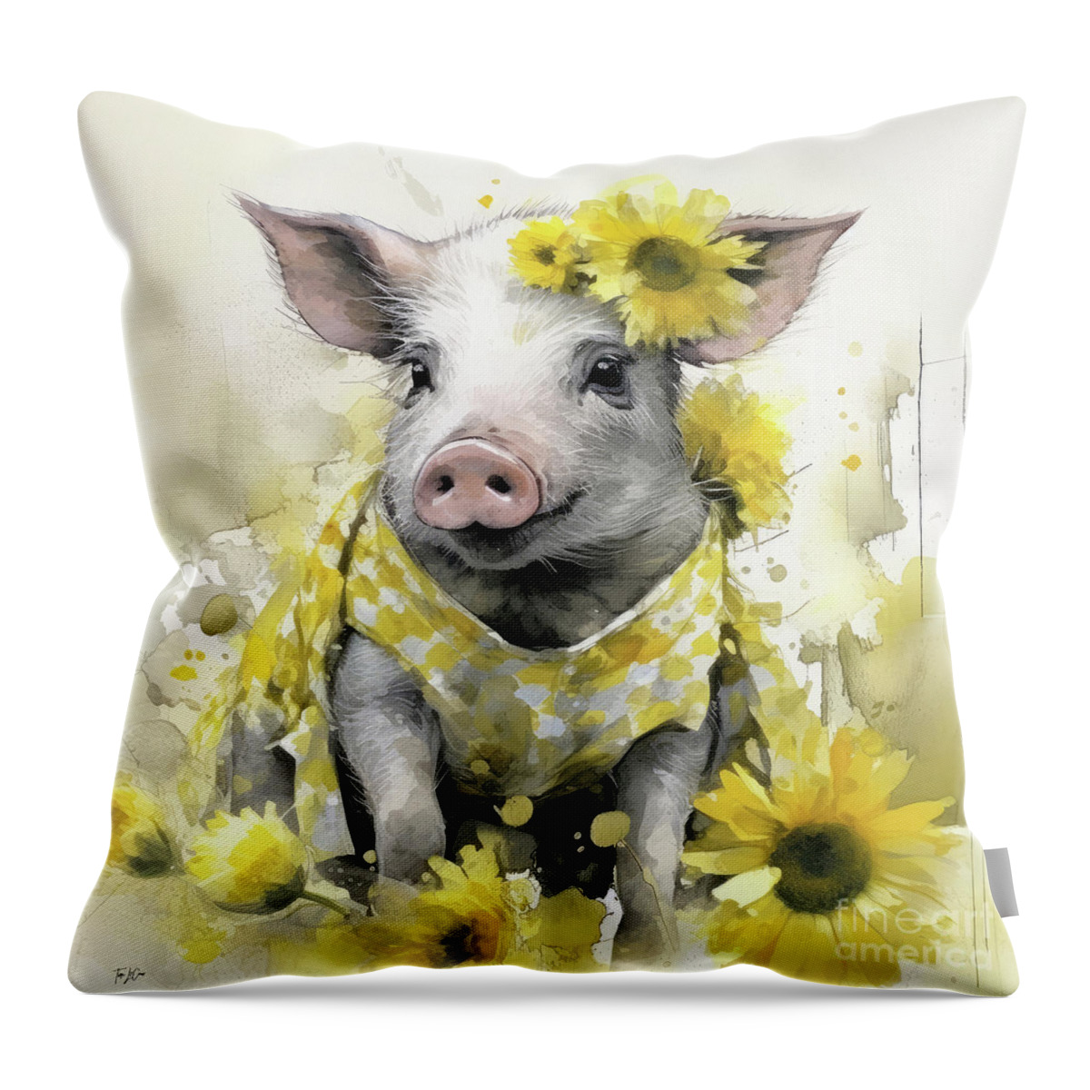 Pig Throw Pillow featuring the painting Marvelous Matilda by Tina LeCour