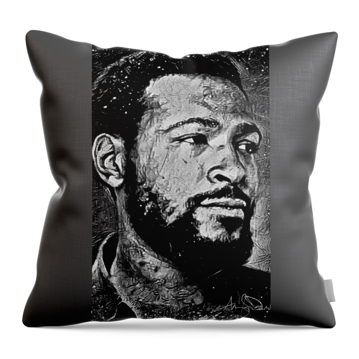  Throw Pillow featuring the mixed media Marvin by Angie ONeal