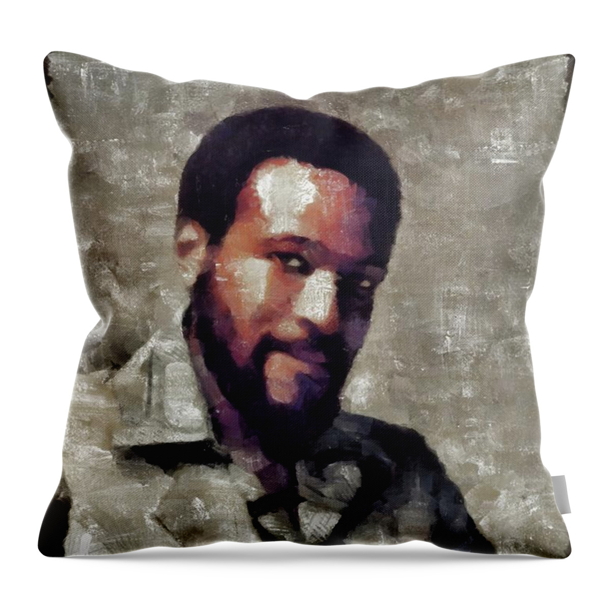 Marvin Throw Pillow featuring the painting Marvin Gaye, Music Legend by Esoterica Art Agency