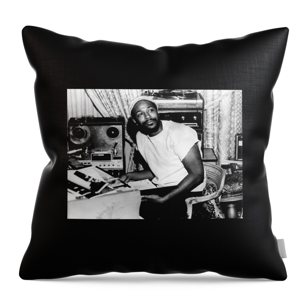 Marvin Gaye Throw Pillow featuring the digital art Marvin Gayes by Notorious Artist