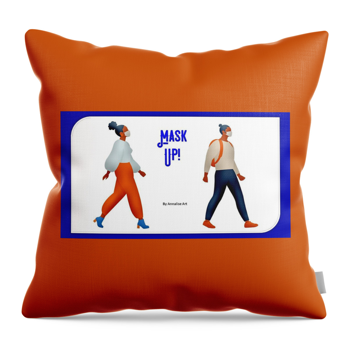 Mask Throw Pillow featuring the mixed media Mask Up by Nancy Ayanna Wyatt
