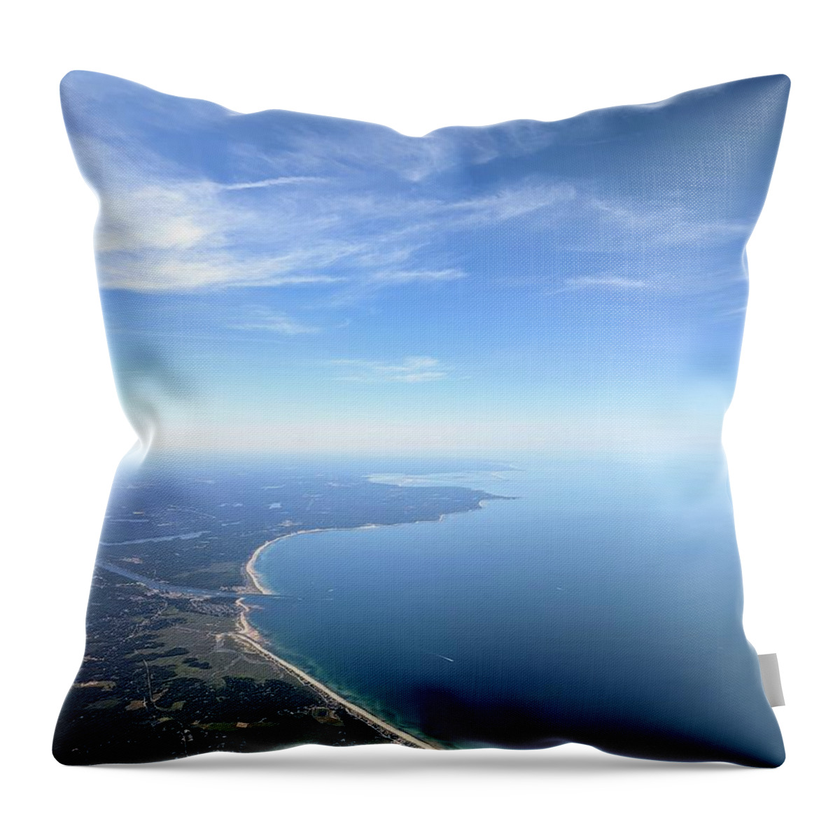 Aerial Photography Throw Pillow featuring the photograph Mass Coast Skies by Annalisa Rivera-Franz