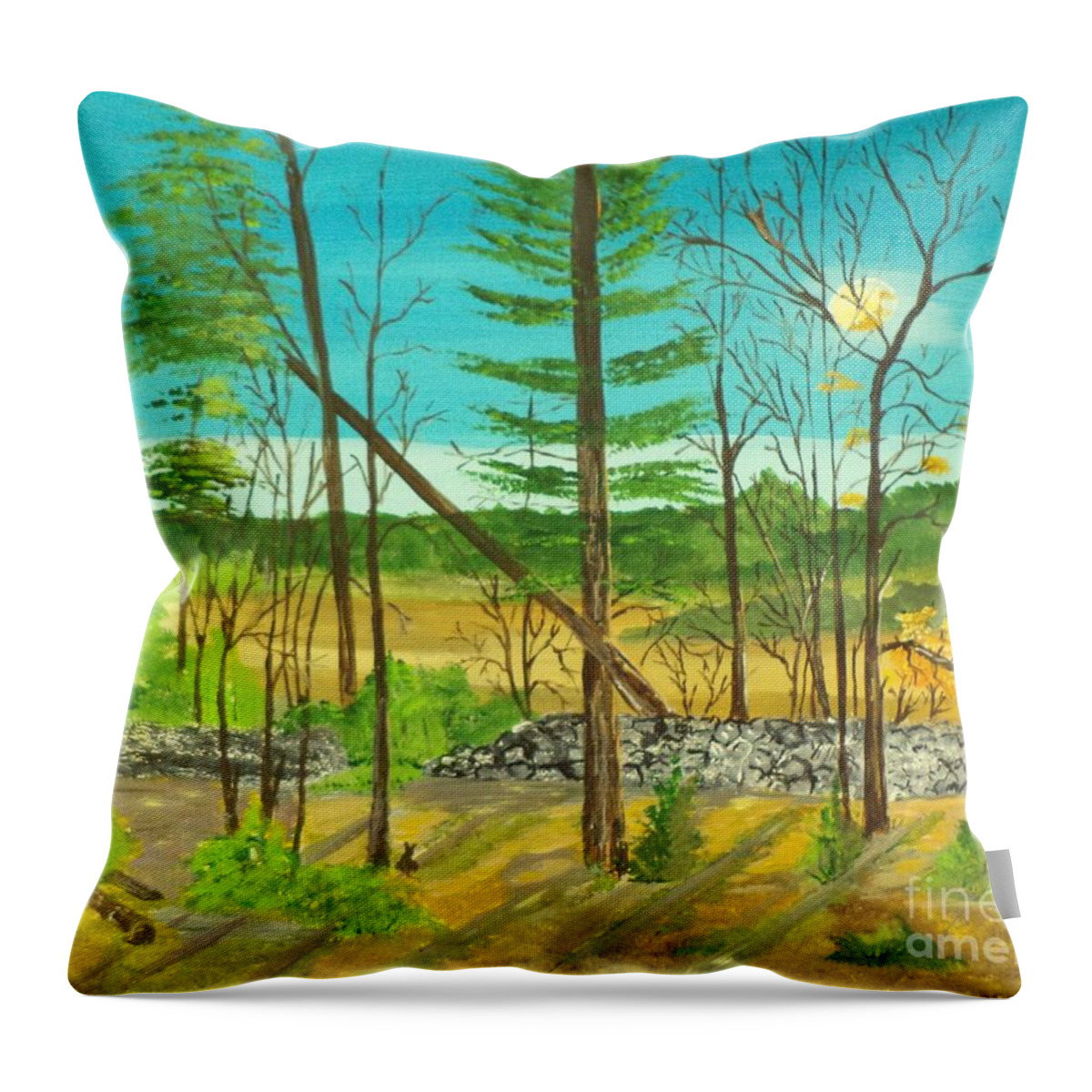 Landscape Throw Pillow featuring the painting Mass. Woods Trail # 184 by Donald Northup