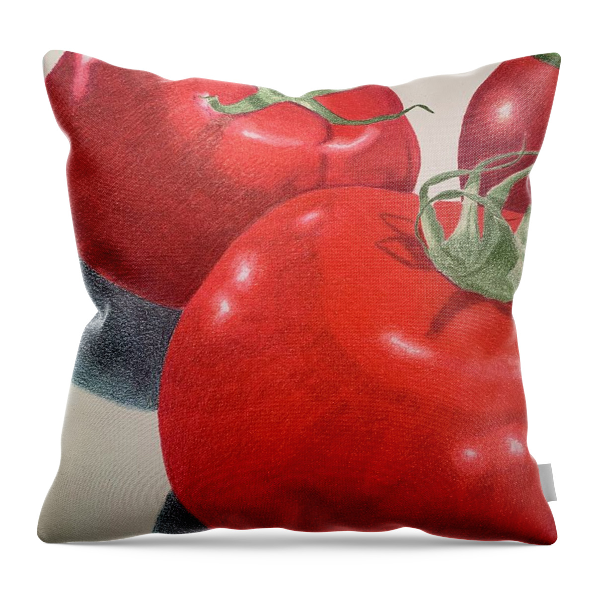 Tomatoes Throw Pillow featuring the drawing Maters by Colette Lee