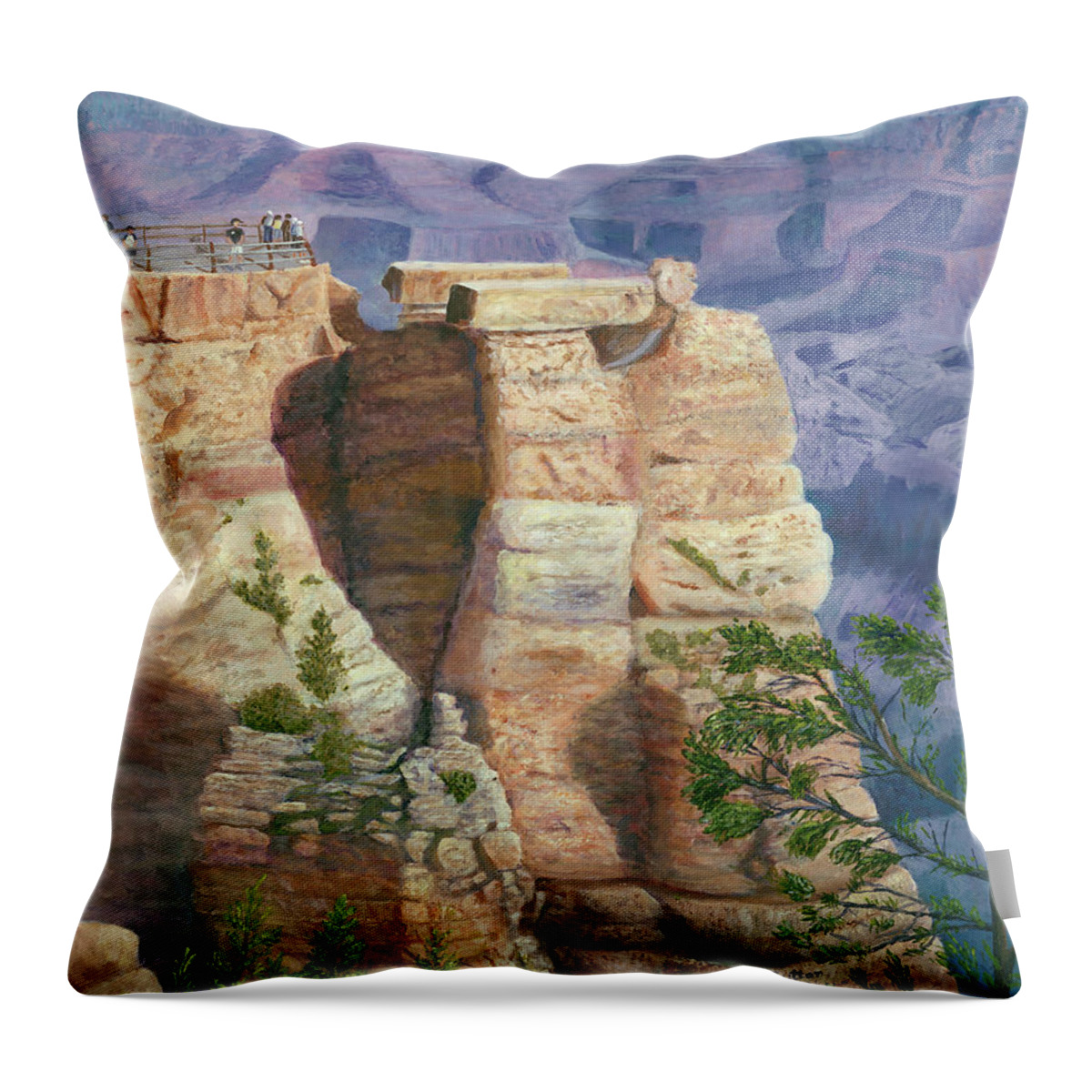Grand Canyon Throw Pillow featuring the painting Mather Point by Nadine Button