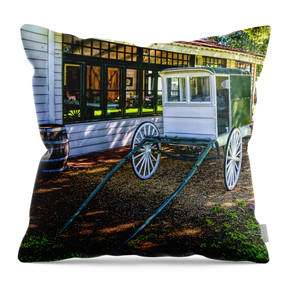 Mattei's Tavern Milk Wagon Throw Pillow featuring the photograph Mattei's Tavern Milk Wagon by Floyd Snyder