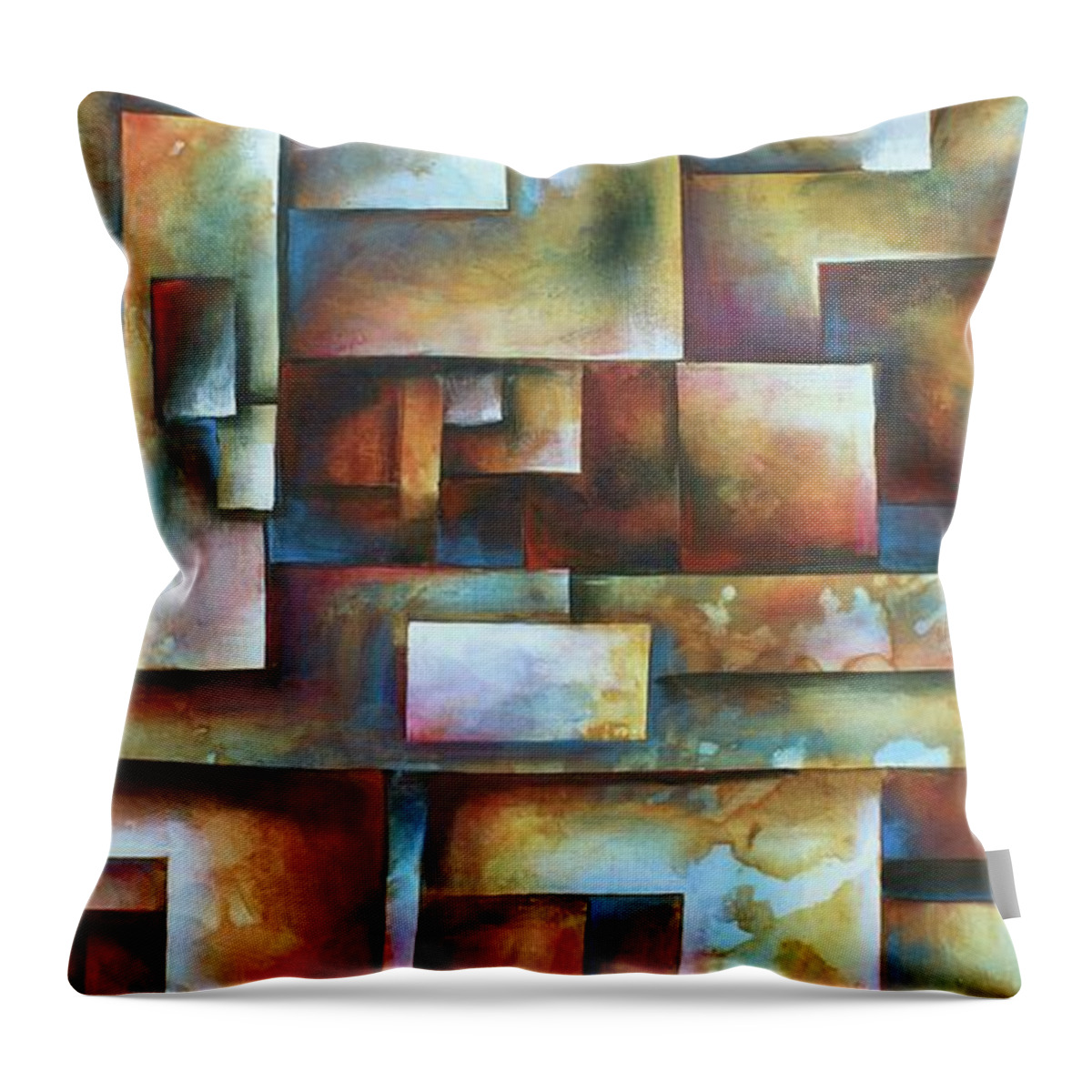 Geometric Throw Pillow featuring the painting Maze 1 by Michael Lang