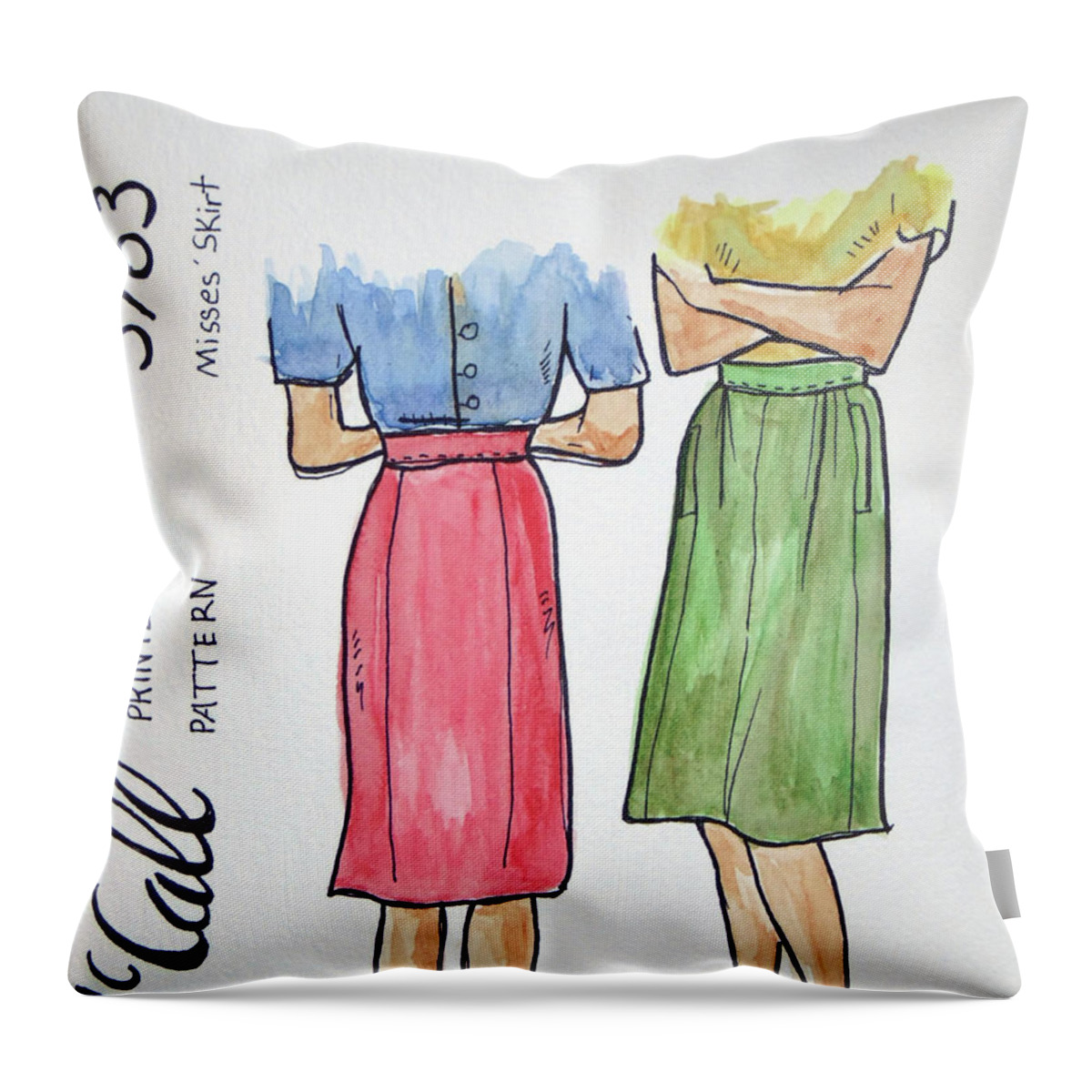  Throw Pillow featuring the painting McCall Printed Pattern 5763 by Loretta Nash