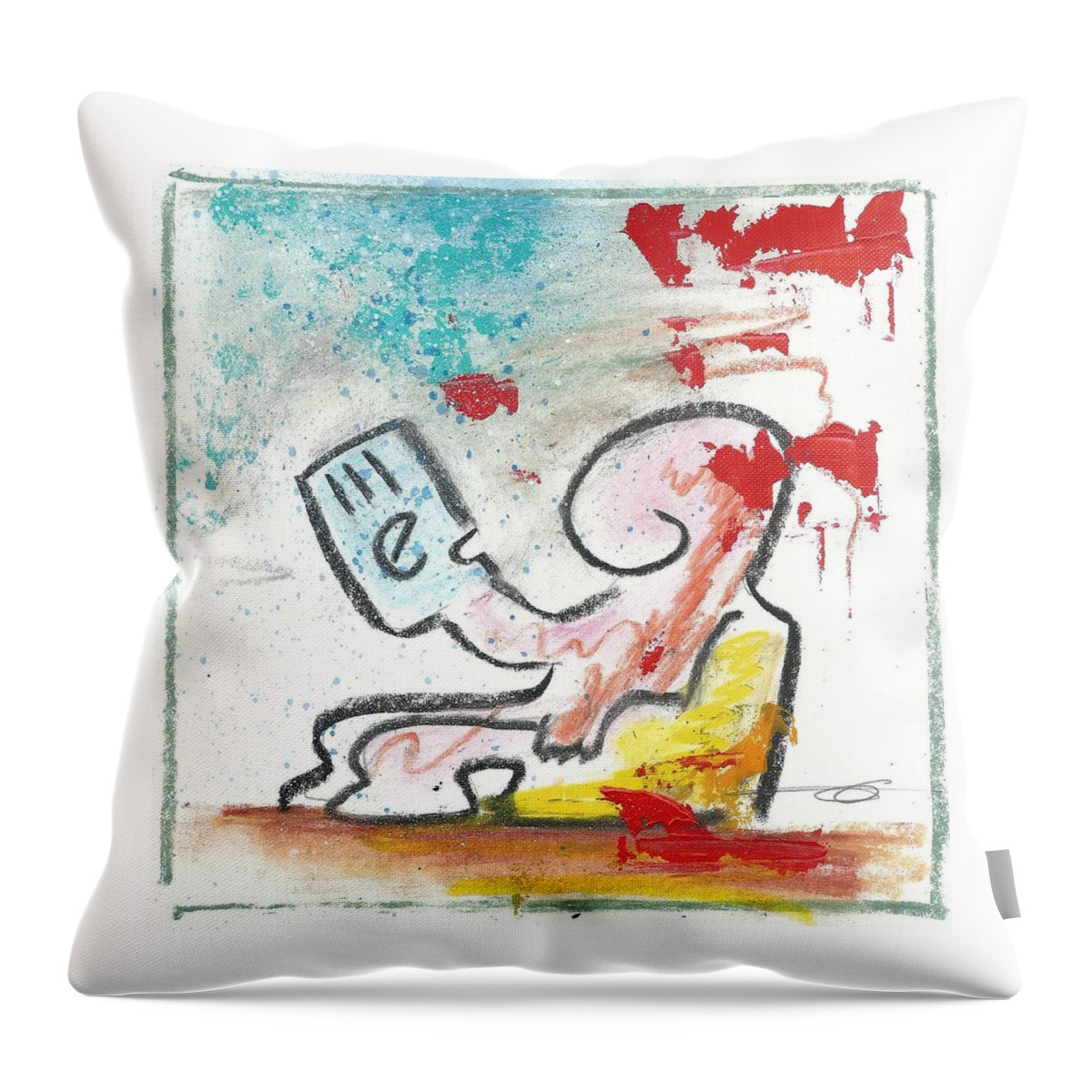 Skredch Throw Pillow featuring the mixed media Me-reader by Eduard Meinema
