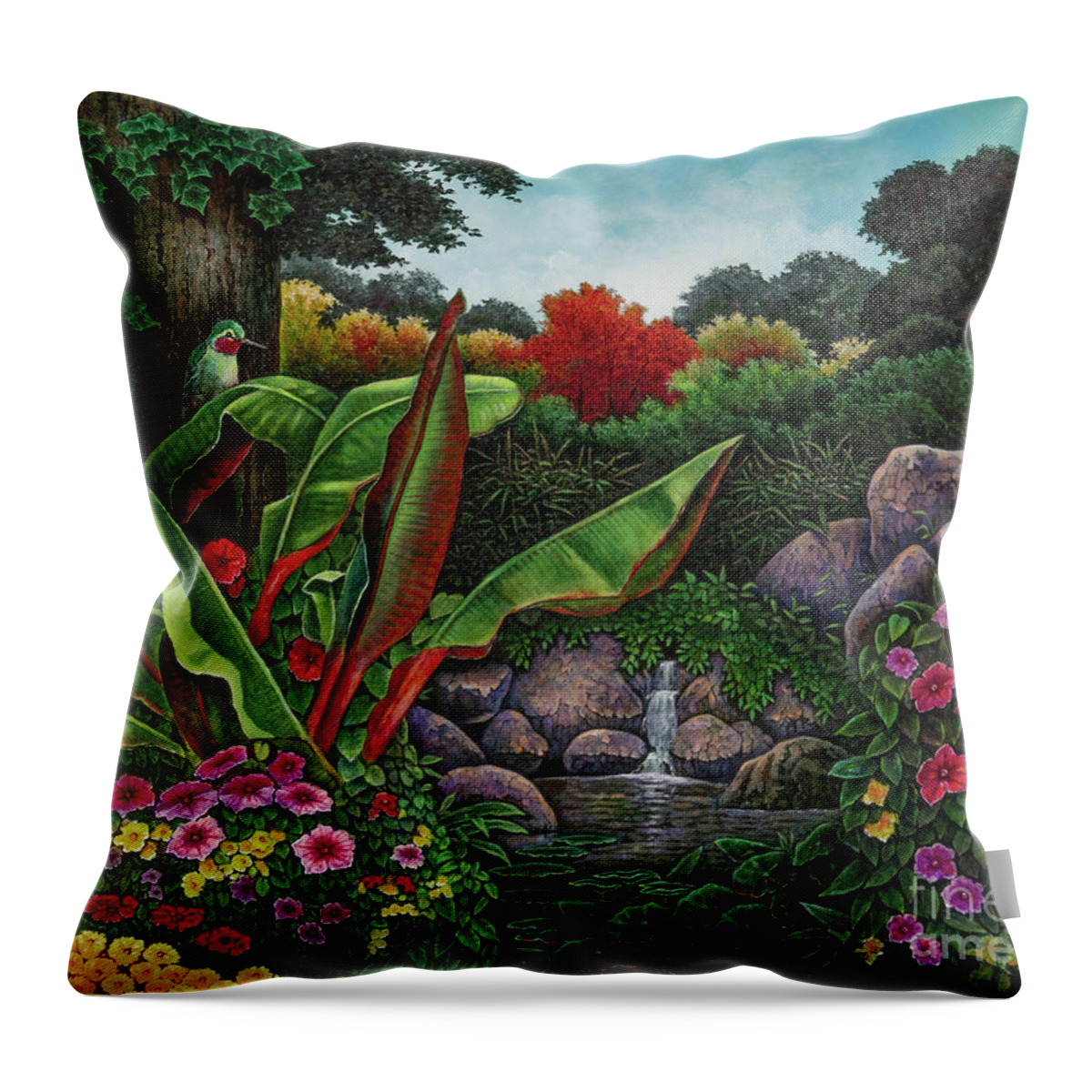 Humming Bird Throw Pillow featuring the painting Meadow Brook by Michael Frank