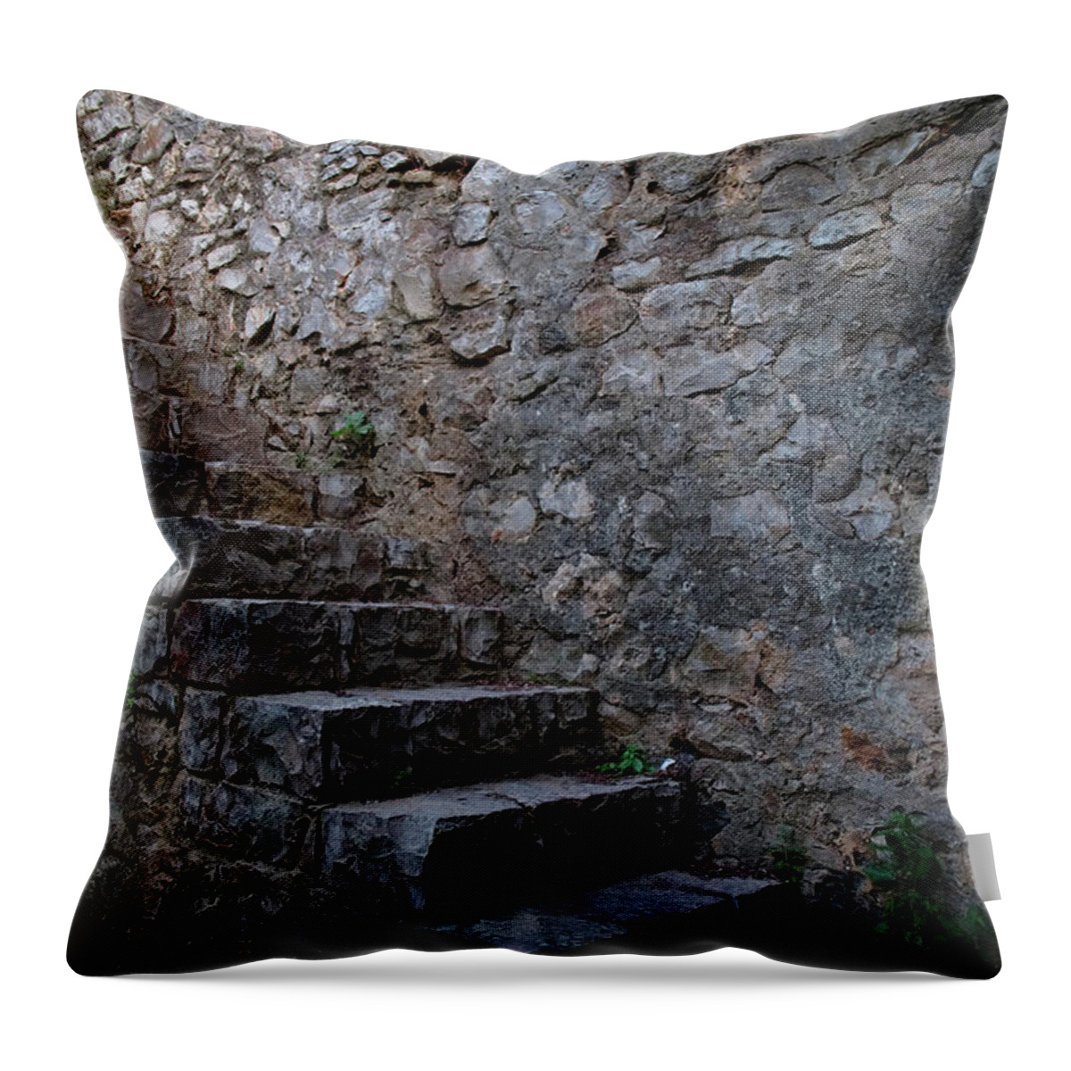 Castle Throw Pillow featuring the photograph Medieval Wall Staircase by Angelo DeVal