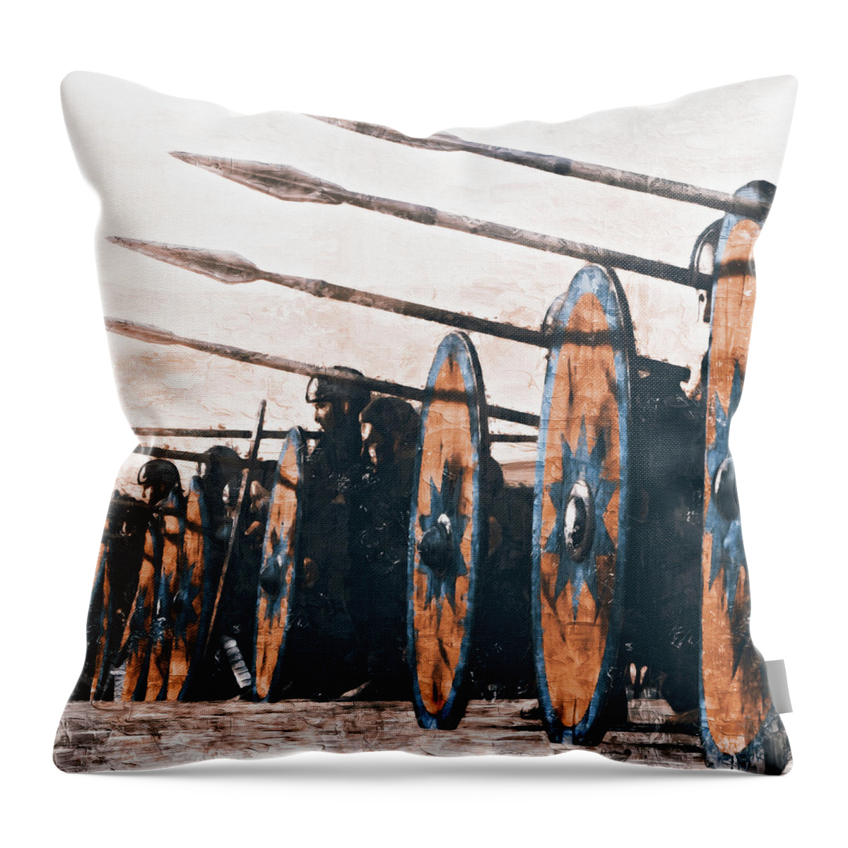 Medieval Infantry Throw Pillow featuring the painting Medieval Warfare - 05 by AM FineArtPrints