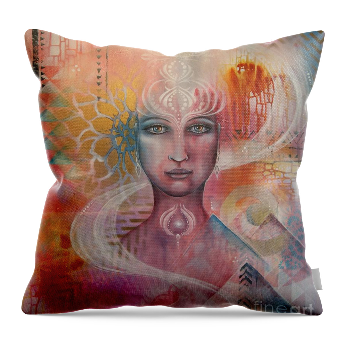 Painting Throw Pillow featuring the painting Meditation 3 by Reina Cottier