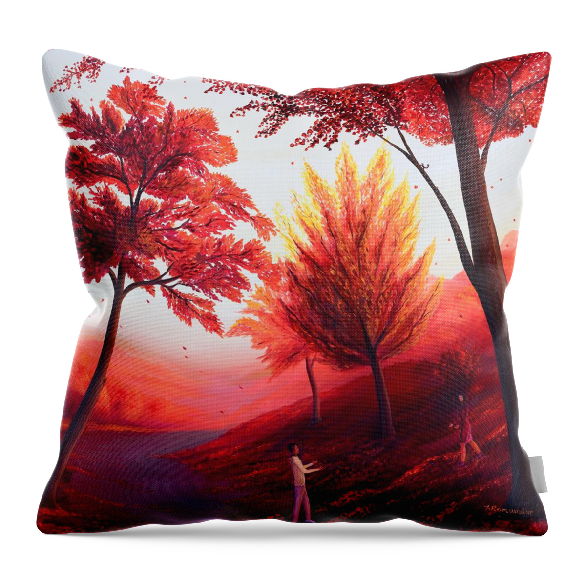 Autumn Throw Pillow featuring the painting Meet me in the Fall by Torrence Ramsundar