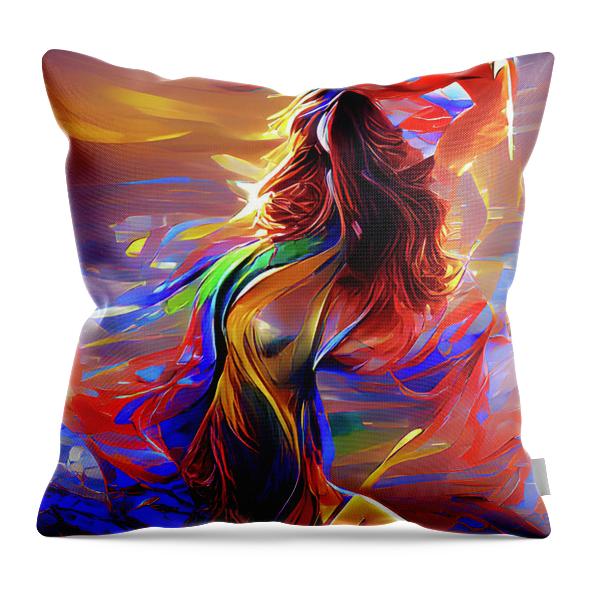 Woman Throw Pillow featuring the digital art Melting Woman by Digital Art Cafe