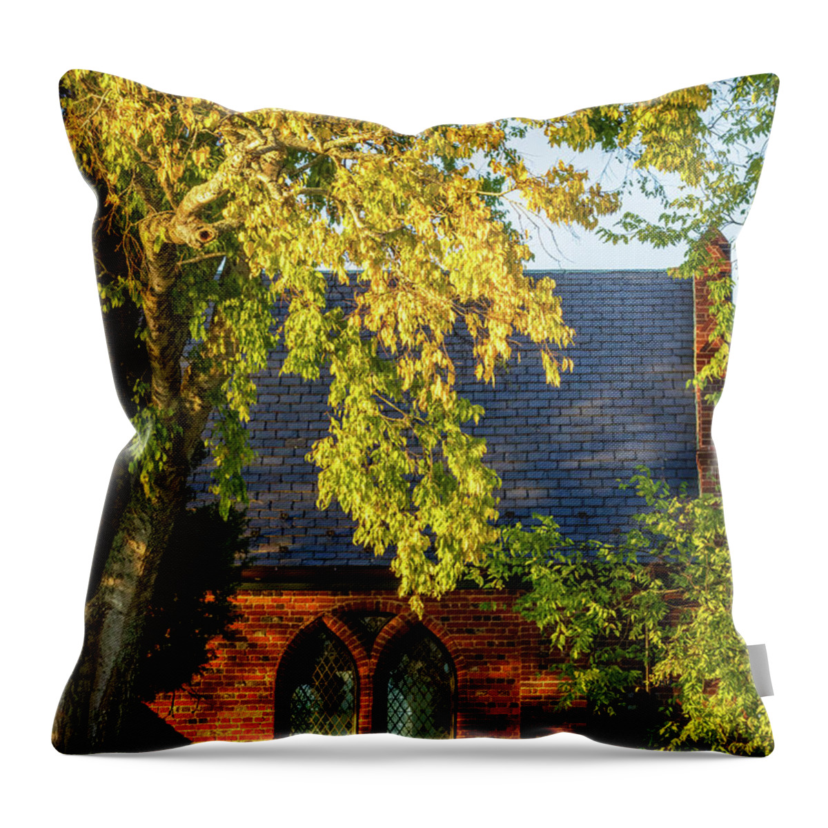 Church Throw Pillow featuring the photograph Memorial Church Sunlight by Rachel Morrison
