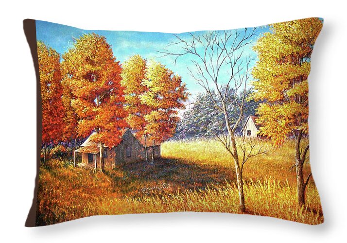 Colorful Throw Pillow featuring the painting Memories by Loxi Sibley