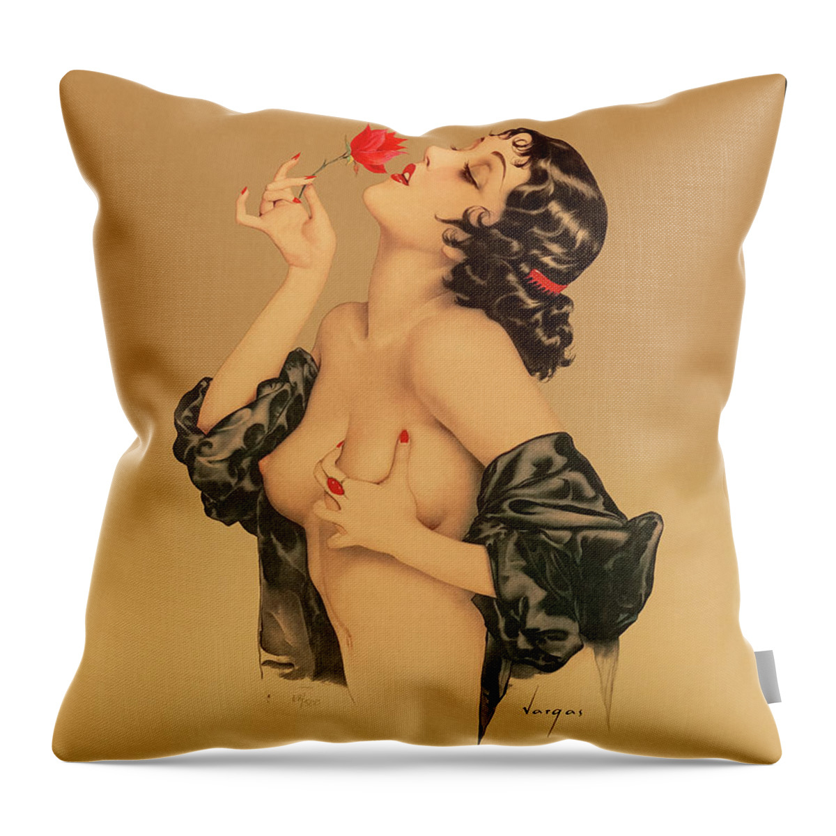 Alberto Vargas Throw Pillow featuring the painting Memories of Olive, 1920 by Alberto Vargas