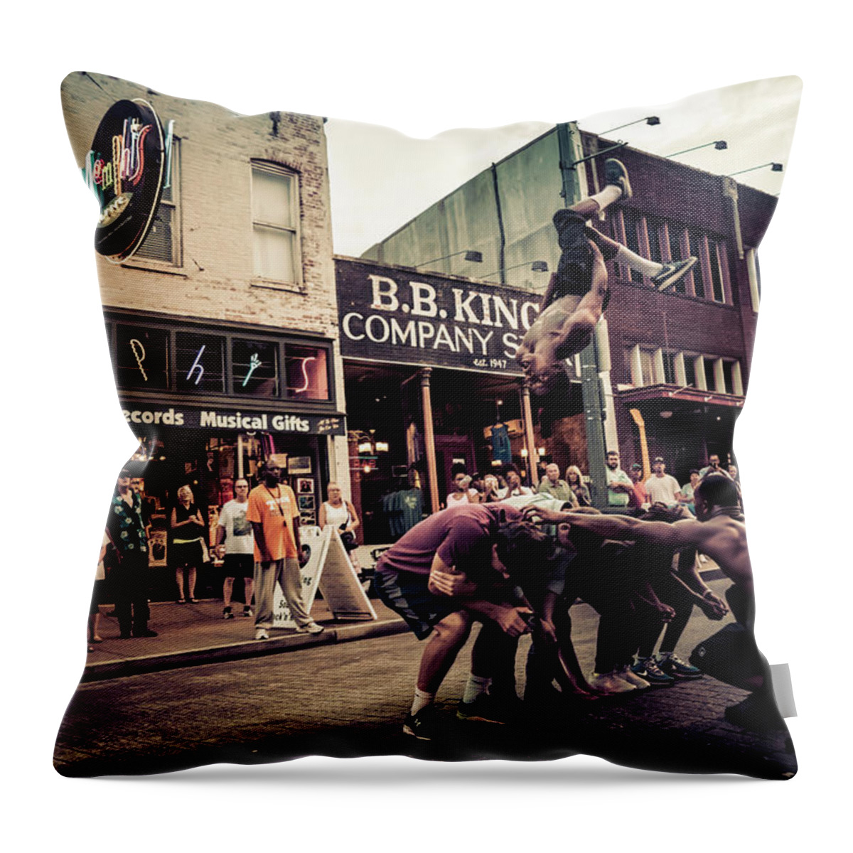 Beale Street Throw Pillow featuring the photograph Memphis Made by Darrell DeRosia
