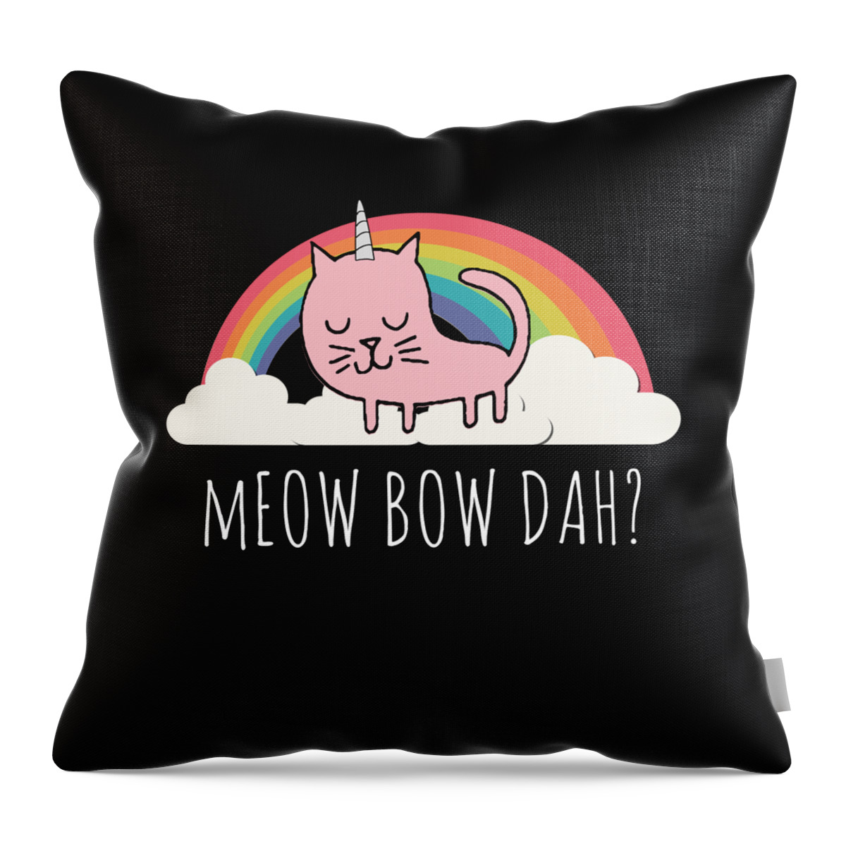 Funny Throw Pillow featuring the digital art Meow Bow Dah by Flippin Sweet Gear