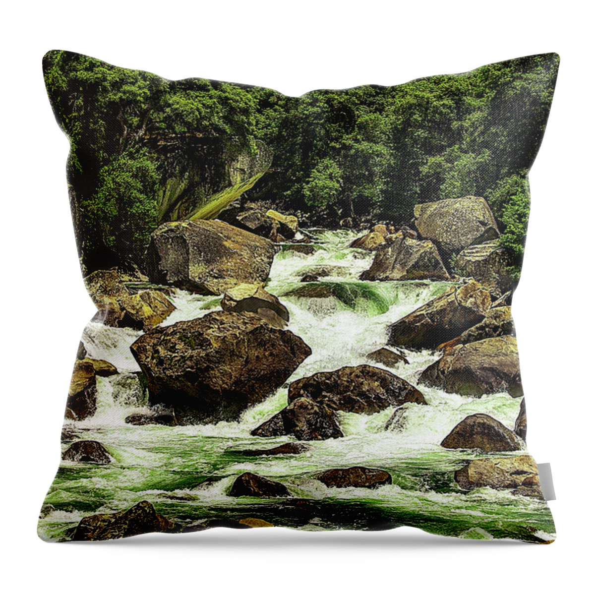 Merced River Throw Pillow featuring the photograph Merced River Rapids by Bill Gallagher