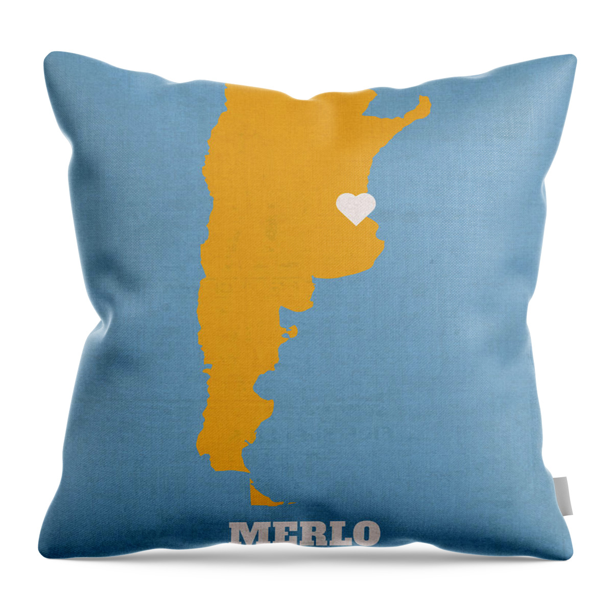 Merlo Throw Pillow featuring the mixed media Merlo Argentina Founded 1755 World Cities Heart by Design Turnpike