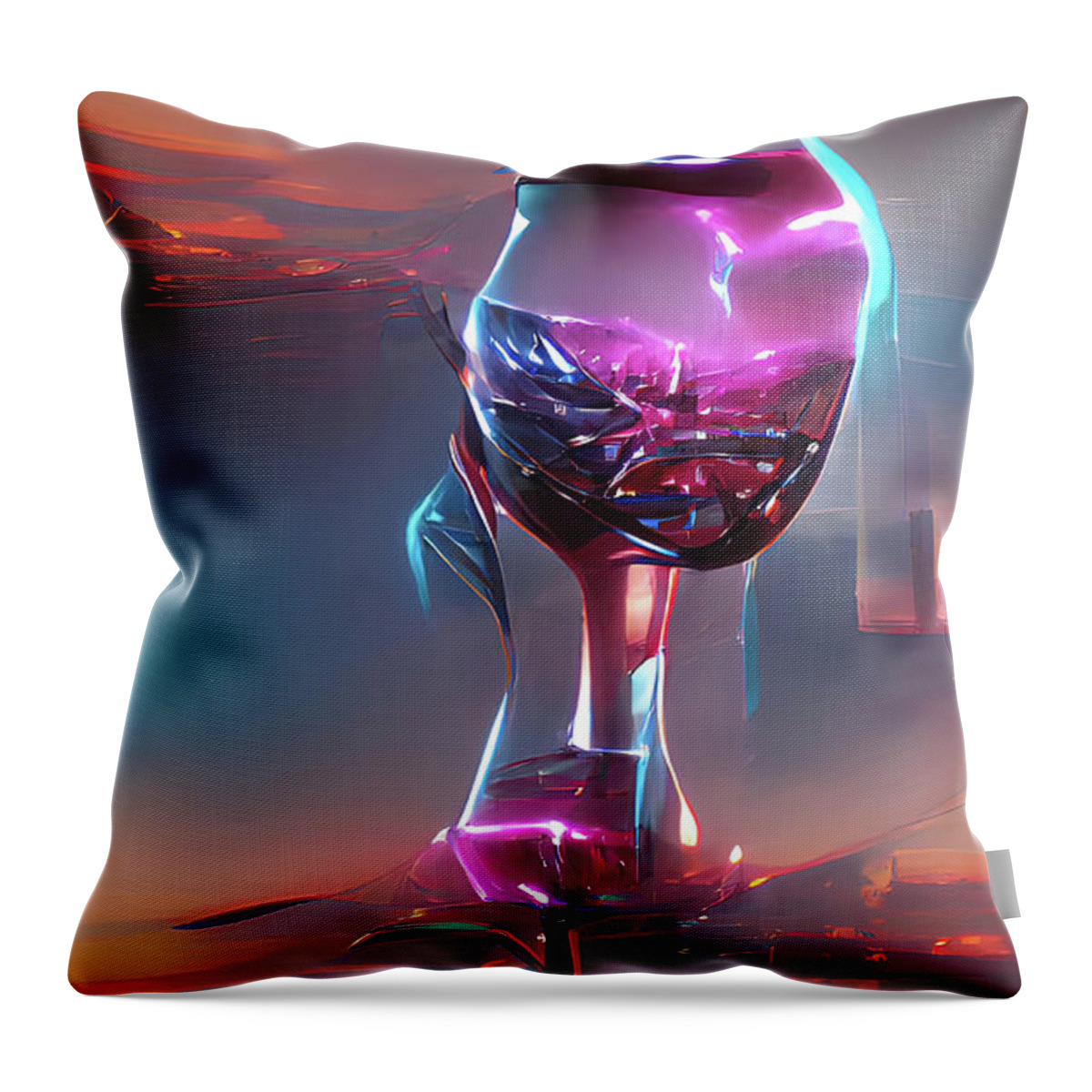 Wine Glasses Throw Pillow featuring the digital art Merlot by The Glass AI by Floyd Snyder