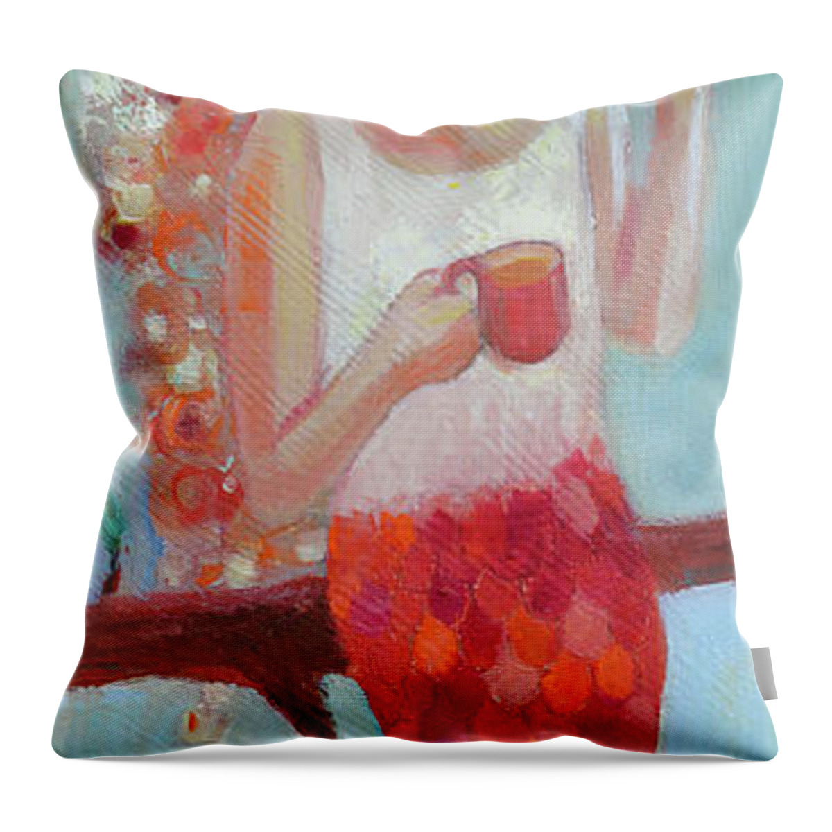 Mermaid Throw Pillow featuring the painting Mermaid On A Tree by Manami Lingerfelt