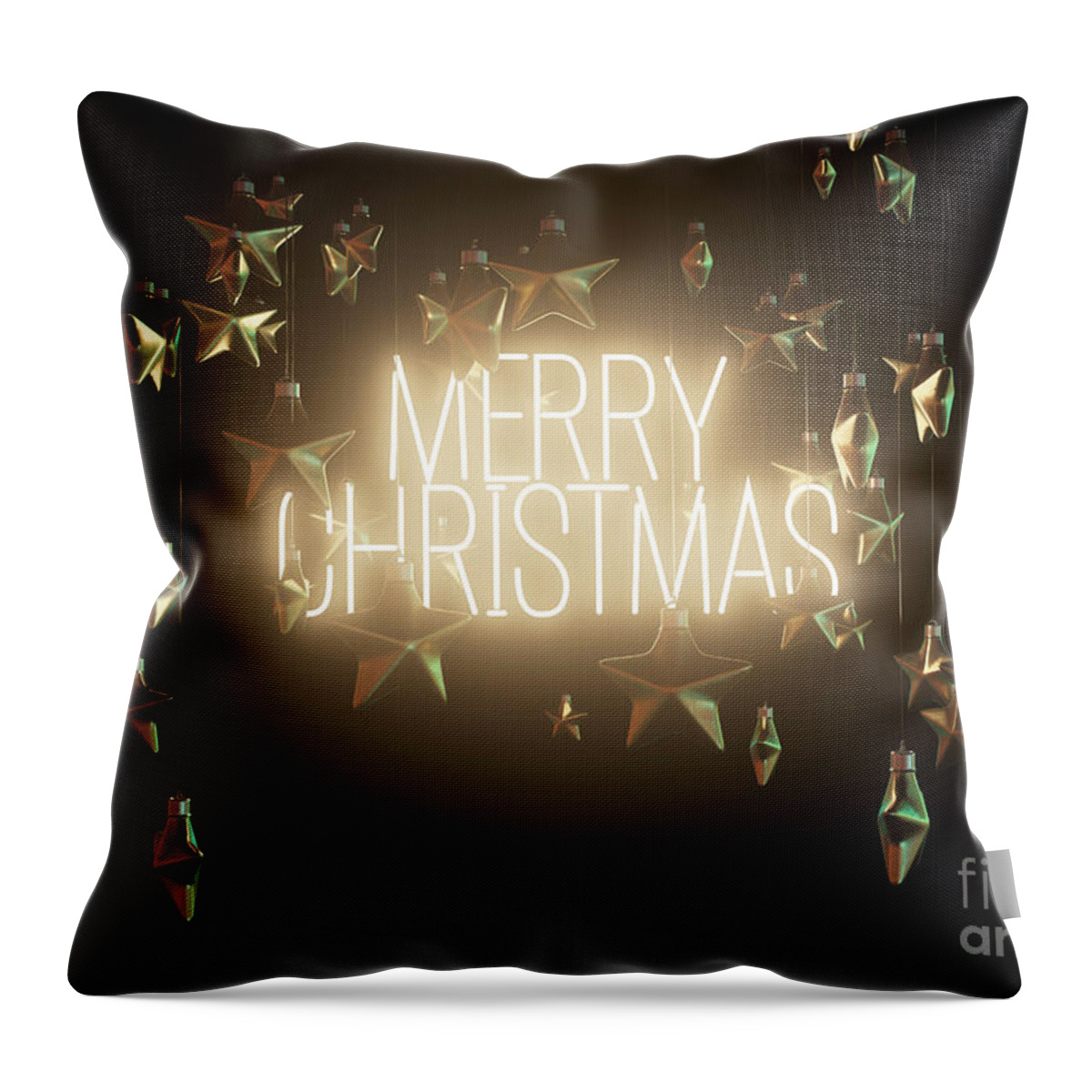 Merry Christmas Throw Pillow featuring the digital art Merry Christmas Star Decoration by Allan Swart