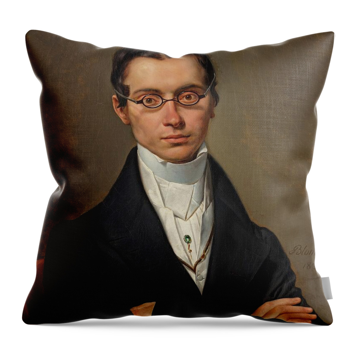 Portrait Throw Pillow featuring the painting Merry-Joseph Blondel French by MotionAge Designs