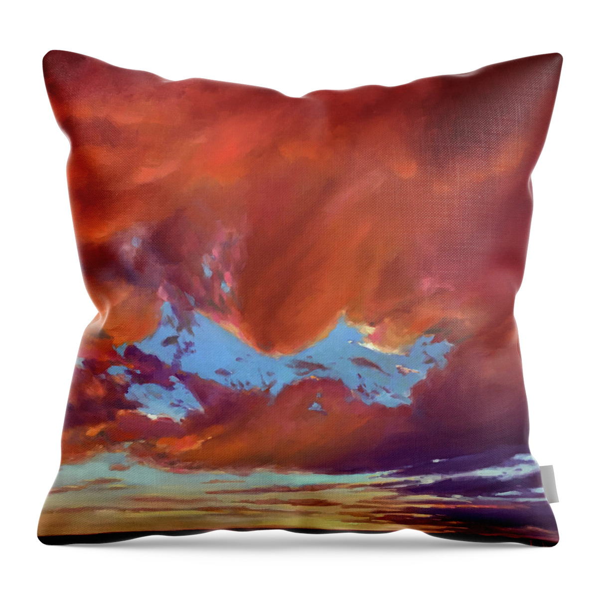 Sunset Throw Pillow featuring the painting Mesa Sunset by Elizabeth Jose