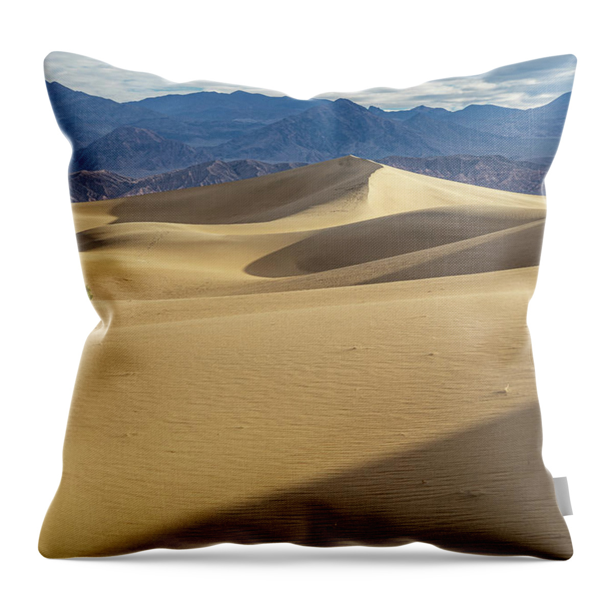  Death Valley Throw Pillow featuring the photograph Mesquite Flat Morning Dunes #5 by Marian Tagliarino