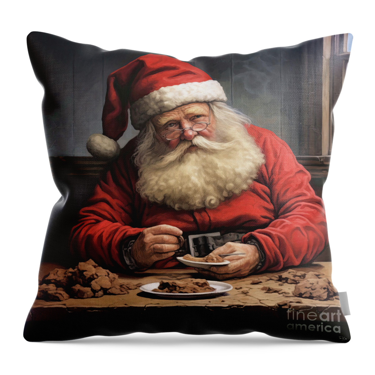 #faaadwordsbest Throw Pillow featuring the painting Messy Santa by Tina LeCour