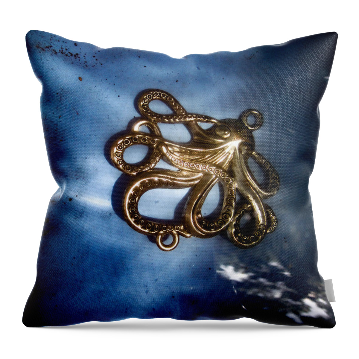 Octopus Throw Pillow featuring the photograph Metal Octopus in Water by W Craig Photography