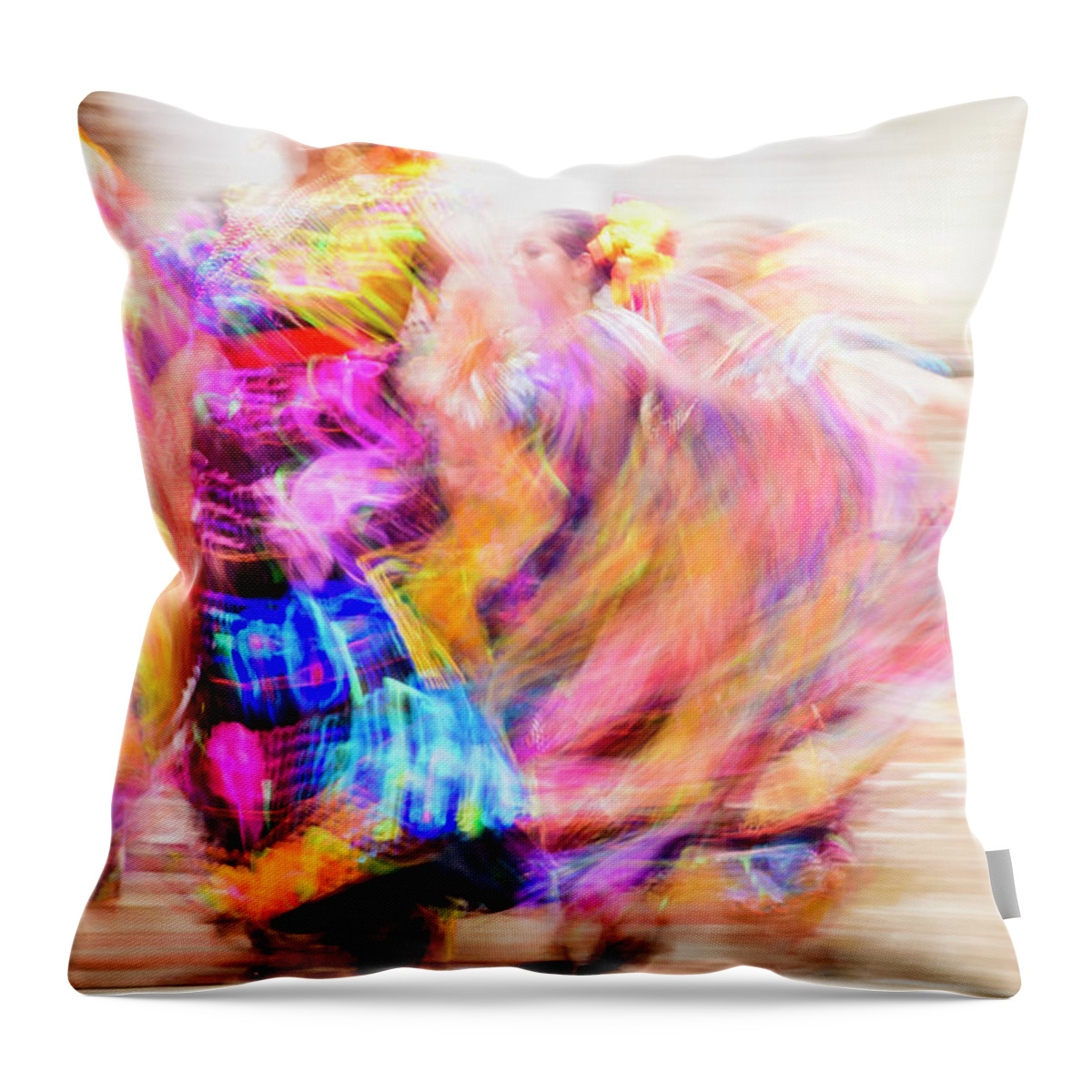 Abstract Throw Pillow featuring the photograph Mexican dancers by Lucy Brown