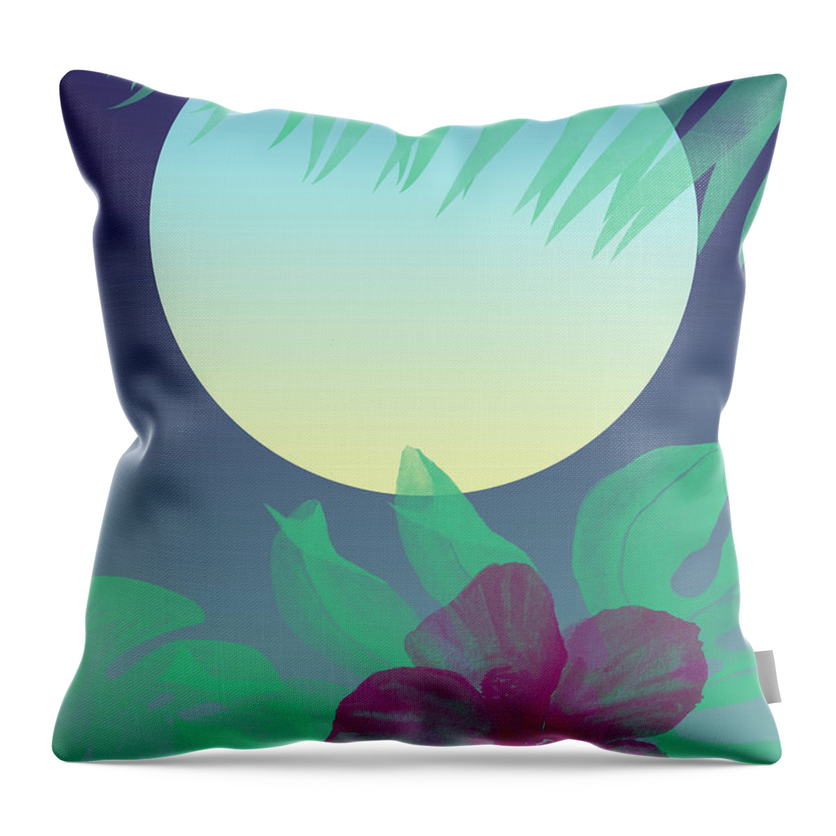 Miami Throw Pillow featuring the digital art Miami Dreaming - Night by Christopher Lotito