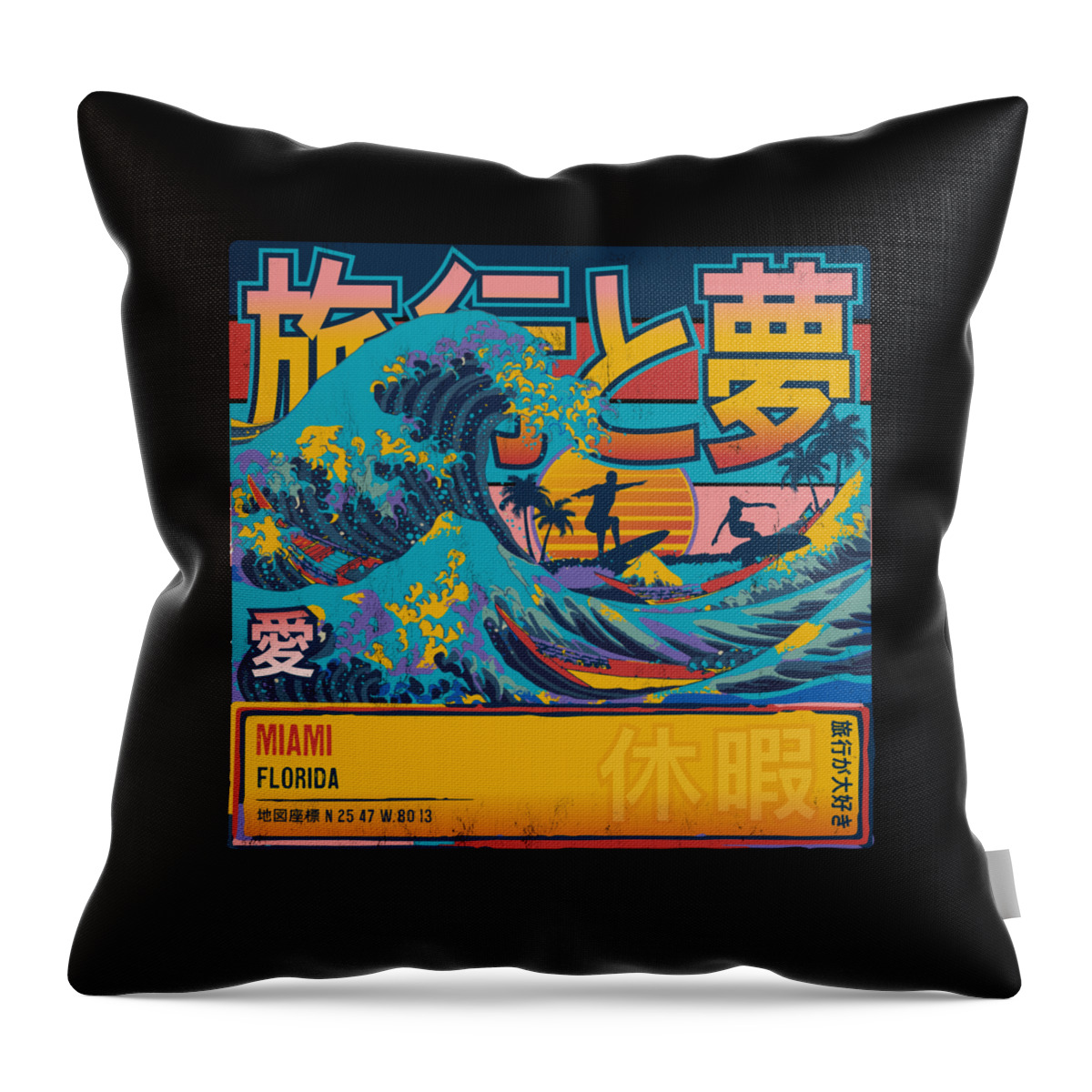 Florida Throw Pillow featuring the digital art Miami Iconic Bridges and Waterways by Lotus Leafal